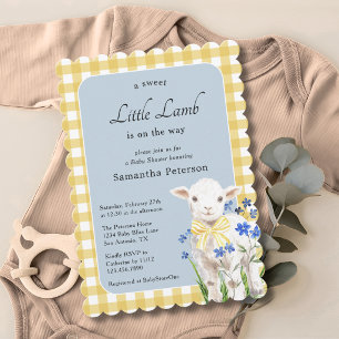 Little Lamb Boy Baby Shower Invitation