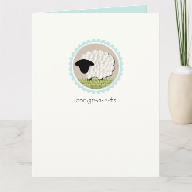 Little Lamb "Congr-a-a-ts" Greeting Card (XL) (Front)