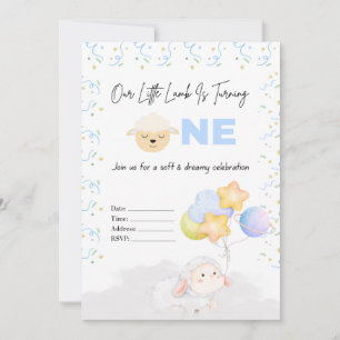 Little Lamb First Birthday Invitation