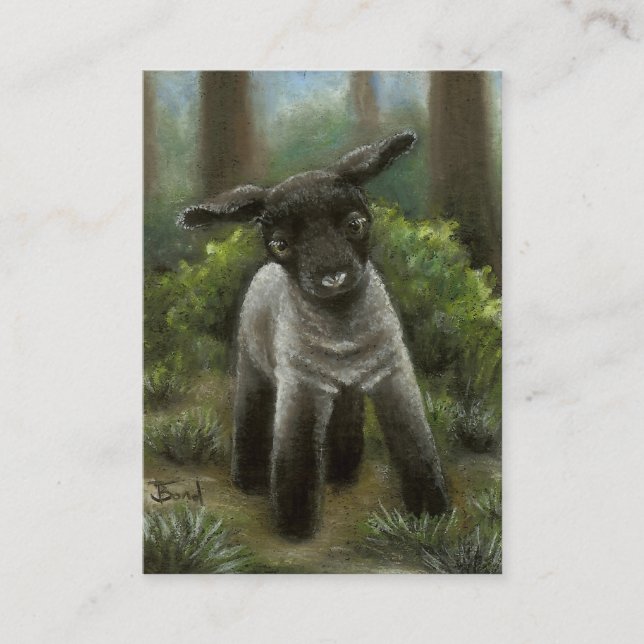 Little lamb in the woods ACEO prints Business Card (Front)