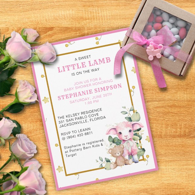 Little Lamb on the Way | Pink Baby Shower Invite (Creator Uploaded)