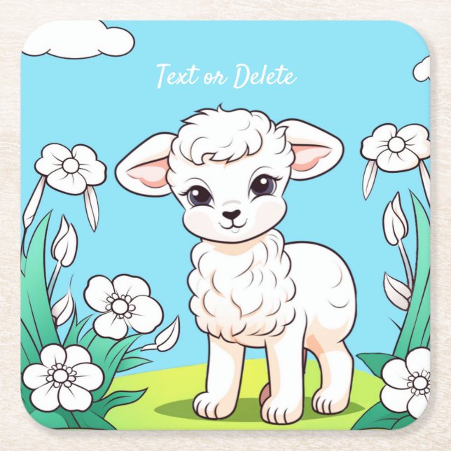 Little Lamb Paper Coaster (Front)