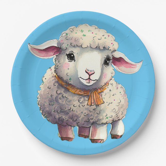 Little Lamb Paper Plates, 9" Round Paper Plate (Front)