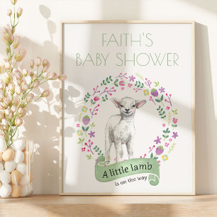 Little Lamb Personalised Spring Baby Shower Poster