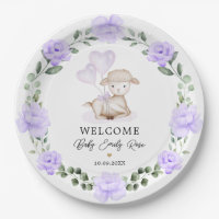 Little Lamb Purple Floral Greenery Welcome Baby 