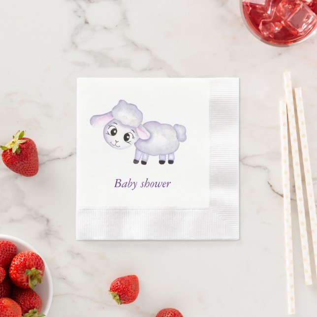 Little Lamb Sheep Baby Shower Napkin (Insitu)