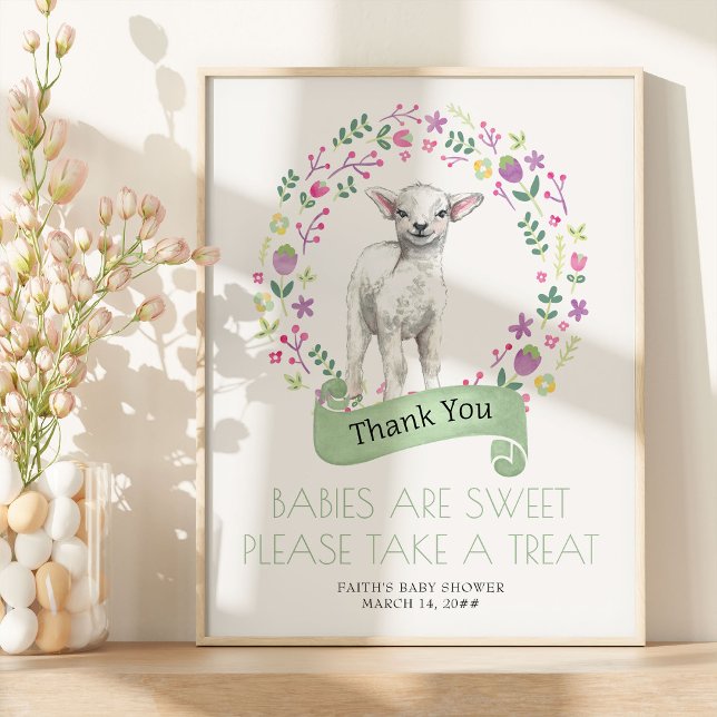 Little Lamb Spring Baby Shower Favor Table Poster (Spring Lamb Favor Table Sign from my Little Bunny & Little Lamb Baby Shower collection)