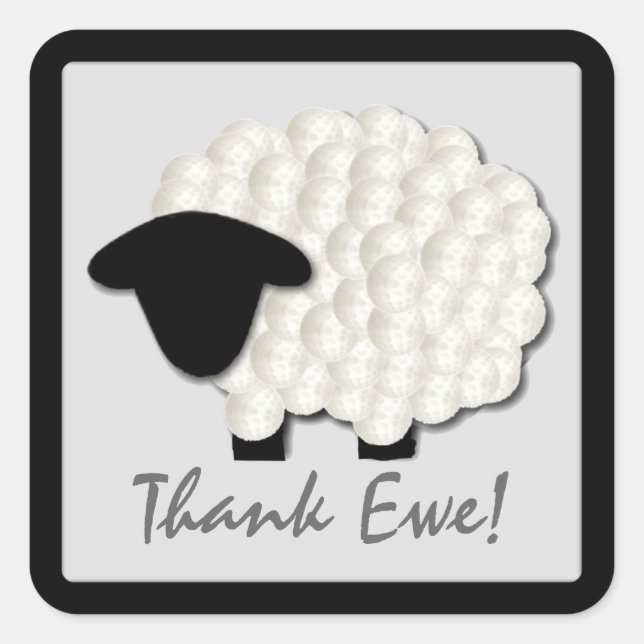 Little Lamb Thank You Stickers (Square) (Front)