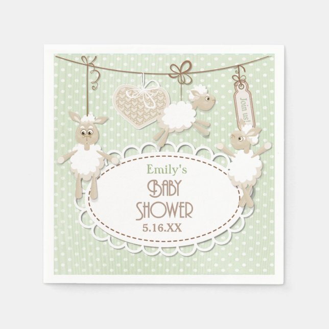 Little Lamb Toys Baby Shower Paper Napkins (Front)