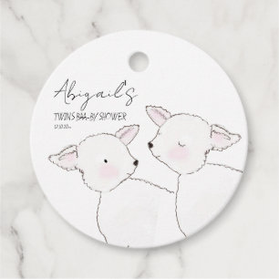 Little Lamb Twins Baby Shower Favour Tags