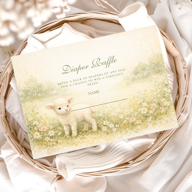 Little Lamb Wildflower Frame Diapper Raffle Enclosure Card (Creator Uploaded)