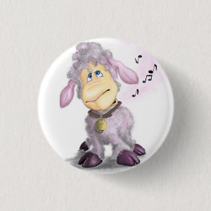 Little Lamb with Bell - Add Your Text / Name 3 Cm Round Badge