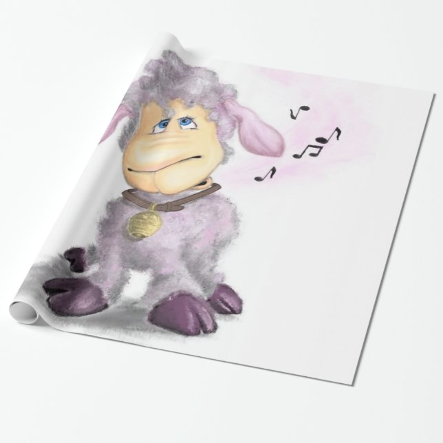 Little Lamb with Bell Wrapping Paper Gift (Unrolled)