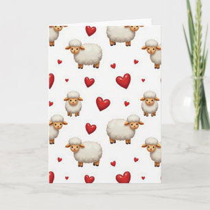 Little Lambs And Love Hearts Card