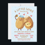 Little Latke Hanukkah Baby Girl Shower  Invitation<br><div class="desc">Hanukkah Baby Shower for the new parents to be. Features mummy and daddy potatoes with hats made out of sourcream and a yarmulke and holding a cute latke baby with flower bow. Great for a girl baby to be! All wording can be changed. To make more changes go to Personalise...</div>