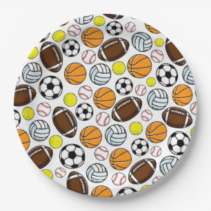 Little League Sports Balls Kids Team Colourful Fun Paper Plate