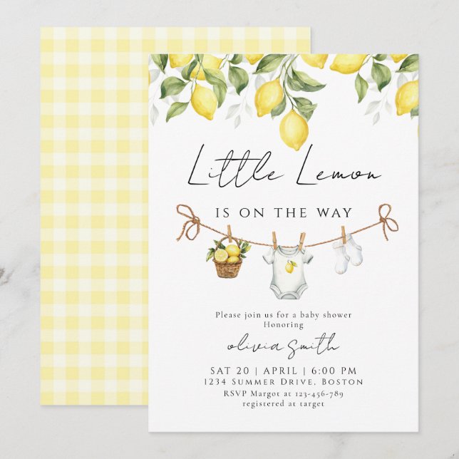 Little Lemon Baby Shower  Invitation (Front/Back)