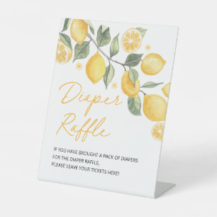 Little Lemon Diaper Raffle Baby Shower Table Pedestal Sign