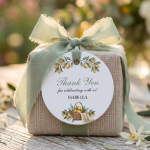 Little Lemon Picnic Thank You Birthday Favour Tags