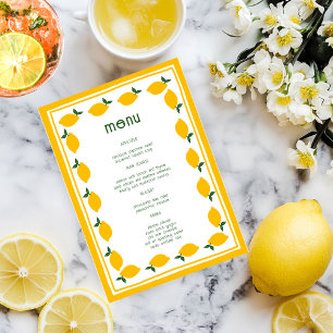 Little Lemons Lemonade CUSTOM Bridal Shower Menu
