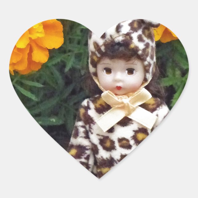 Little Leopard Girl Heart Sticker (Front)