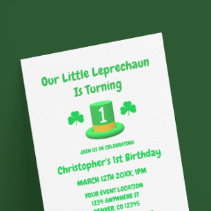 Little Leprechaun 1st Birthday Invitation