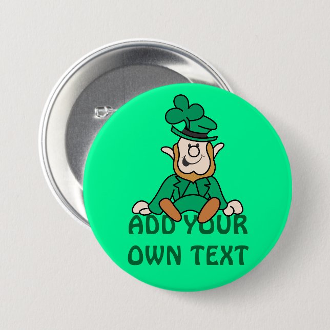 Little Leprechaun - Add Your Own Text 7.5 Cm Round Badge (Front & Back)