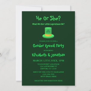 Little Leprechaun Gender Reveal Invitation