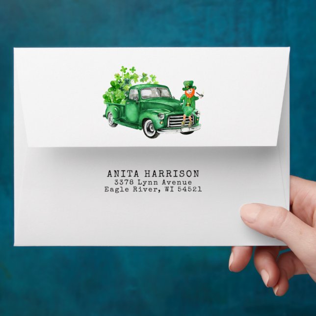 Little Leprechaun Truck | Personalised Envelope (Hand)