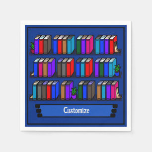Little Library Book Club Blue Napkin