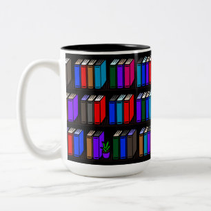 Little Library Book Shelves Black Two-Tone Coffee Mug