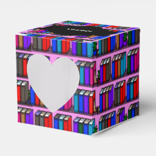 Little Library Book Shelves Pink Heart Favour Box