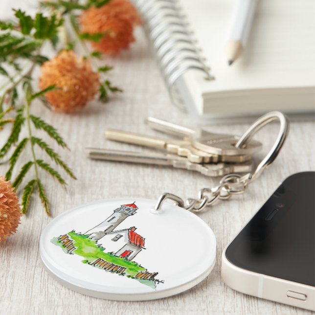 Little Lighthouse Watercolour Key Ring (Front Right)