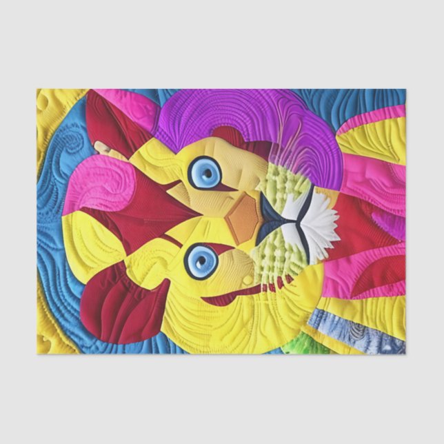 Little Lion Cub Quilt Like Design Tissue Paper (Front)