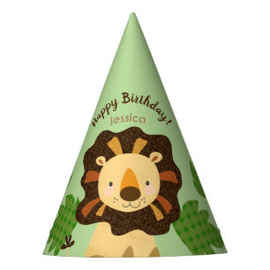 Little Lion Custom Name Birthday Party Hat