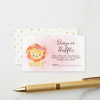 Little Lion Its a Girl Watercolor Diaper Raffle