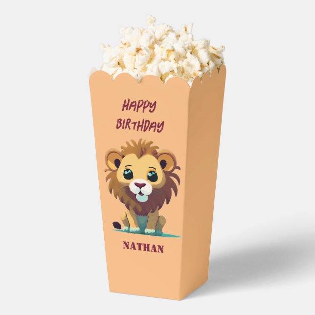 Little Lion personalised Birthday Favour Box (Popped)