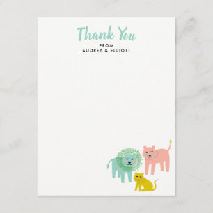 Little Lions Baby Shower Flat Thank You Note Cards