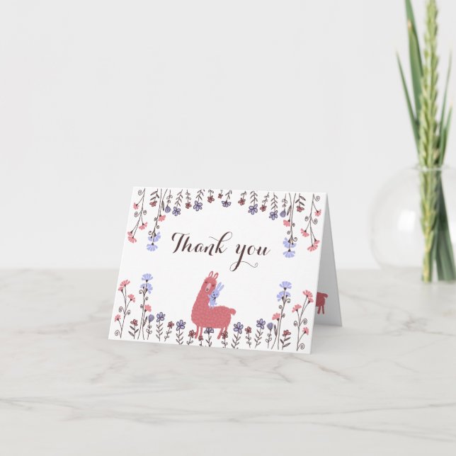 Little  llama Bunny Baby Shower Wild one thank you Card (Front)