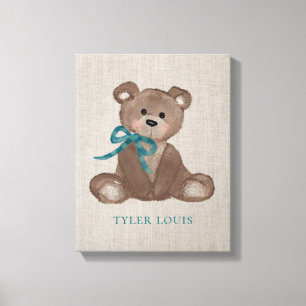 Little Louie Teddy Bear Personalised Canvas Print
