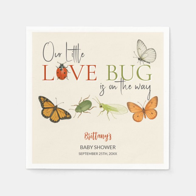 Little Love Bug Baby Shower Butterfly Napkin (Front)