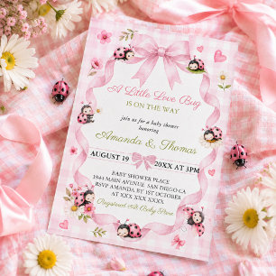 Little Love Bug Girl Baby Shower Invitation