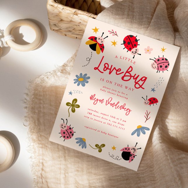 Little Love Bug Girl Baby Shower Invitation (Creator Uploaded)