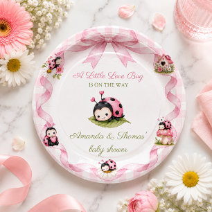 Little Love Bug Girl Baby Shower Paper Plate