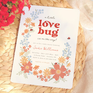 Little Love Bug Girl Retro Baby Shower Invitation