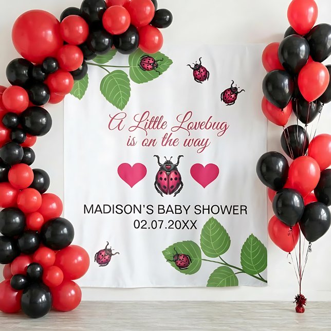 Little Love Bug Is On The Way Ladybug Baby Shower Tapestry (Creator Uploaded)