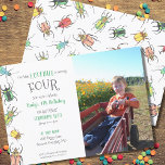 Little Love Bug Kids 4th Birthday Invitation<br><div class="desc">Pretty watercolor beetles decorated in hearts make this "lovebug" invitation sweet and unique for your little lovebug's birthday celebration!  Customise with your own love bug's photo and party information.  Throw a fun and unique bug themed birthday party for your little bug on their second birthday!  Matching party accessories available.</div>