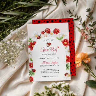 Little Love Bug Ladybug Baby Shower Arch Floral Invitation