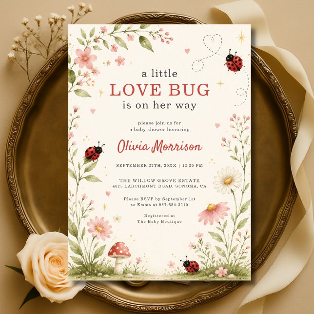 Little Love Bug Ladybug Baby Shower Invitation (Creator Uploaded)