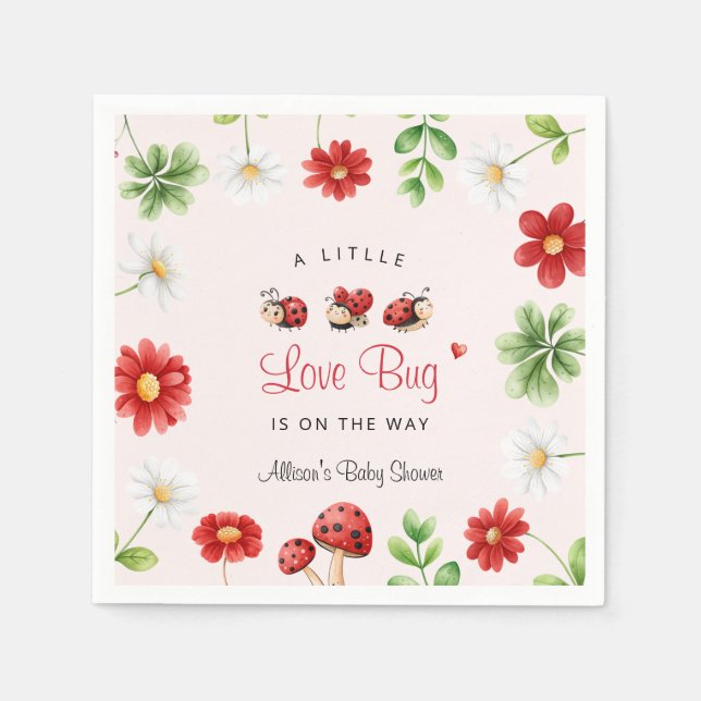 Little Love Bug Ladybug Baby Shower  Napkin (Front)